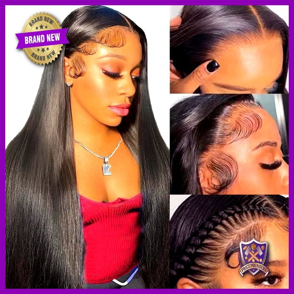 Straight Human Hair Wig 28 Inch HD Lace Front 200% Density Baby Hair Natural